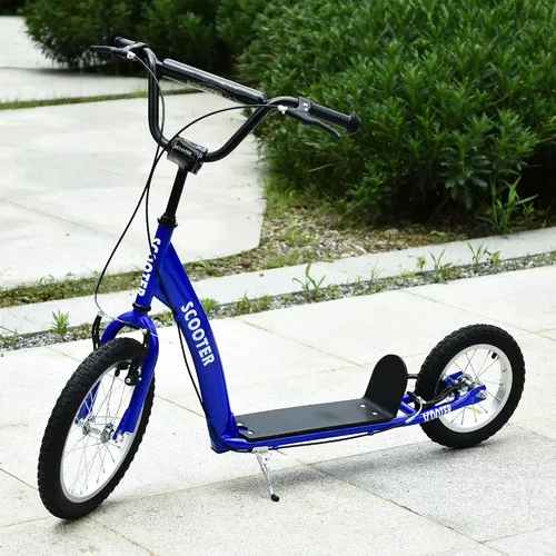 Vista 2 de Aosom Youth Scooter Kids 5+ Adjustable Handlebar 16" Front 12" Rear Azul