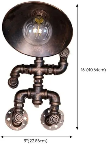 Vista 9 de LITFAD Luces de pared de estilo industrial, aplique de pared de forma única, lámpara de pared retro de metal óxido, lámpara de pared de pared