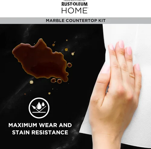 Vista 4 de Rust-Oleum 369548 - Kit de revestimiento para encimera de mármol para el hogar, 72 onzas líquidas, negro