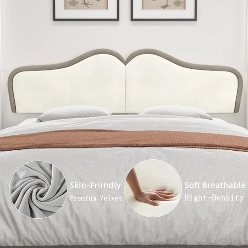 Vista 3 de BSHOMGI Cabeceras tamaño King para paneles de cabecera de cama ajustables, cabeceras tapizadas de terciopelo de cama con canal vertical, moderno