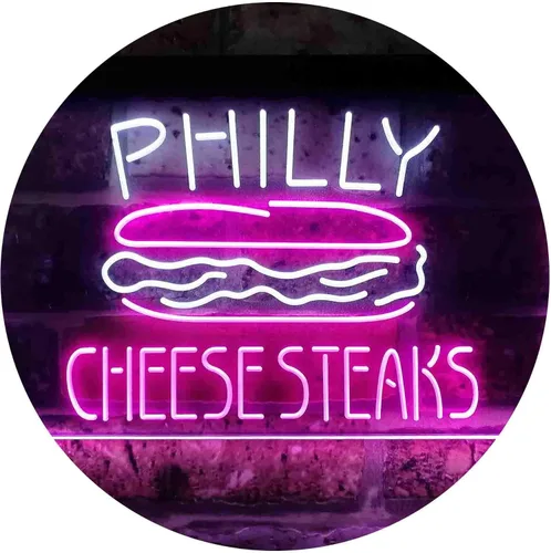 Vista 9 de ADVPRO Philly Cheese Steaks Café - Letrero de neón LED de doble color, azul y rojo, 24 x 16 pulgadas st6s64-i3850-br