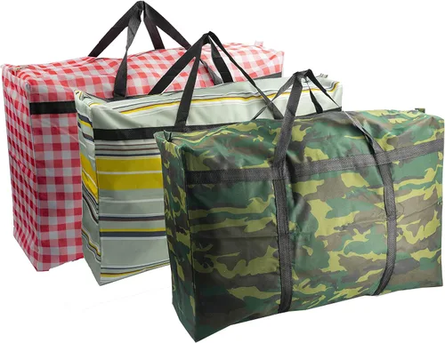 Vista 12 de 3 bolsas de almacenamiento extra grandes de 26.5 galones con asa fuerte, bolsas de viaje para ropa de viaje, color azul, negro y amarillo
