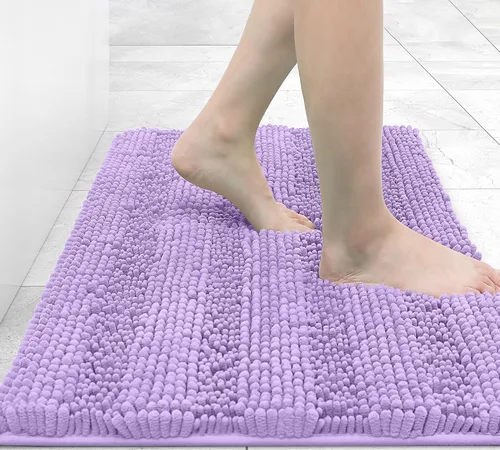 Vista 62 de Grandaily Alfombras de baño de felpilla a rayas de 24 x 16 pulgadas, extra gruesas y suaves, absorbentes, parte trasera de goma, alfombra de ducha
