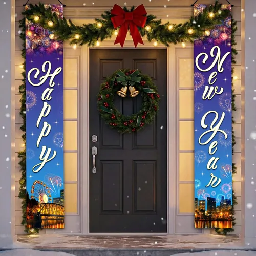 Vista 10 de KatchOn, Cartel de puerta de feliz año nuevo, 72 x 12 pulgadas, pancarta de feliz año nuevo para decoraciones de Año Nuevo 2026 Decoraciones NYE