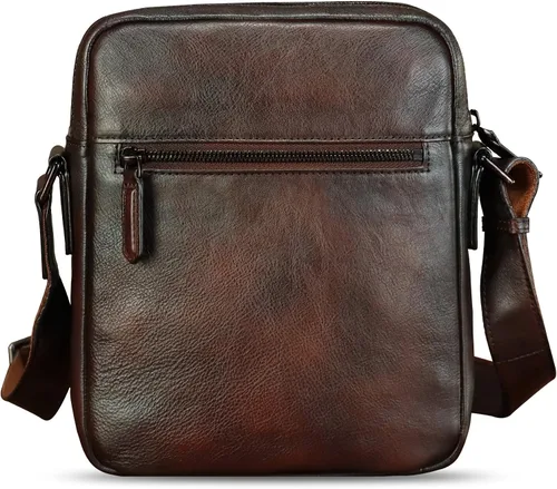 Vista 3 de IVTG Bolso de cuero genuino y bolso de mensajero para hombre, bolsos de hombro de cuero de moda, maletín cruzado con correa