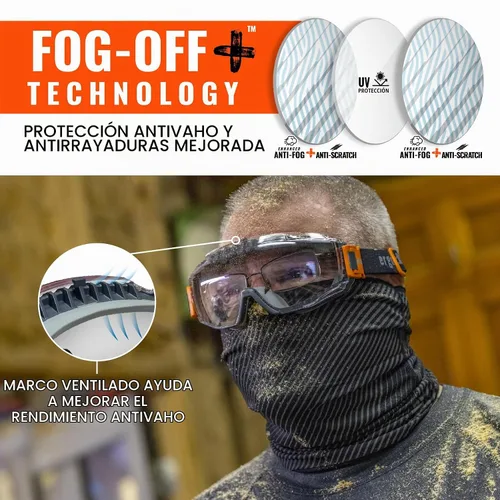 Vista 4 de Ergodyne Skullerz Modi - Gafas protectoras de seguridad OTG, ventilación indirecta, antiniebla, resistentes a los arañazos Lente Transparente