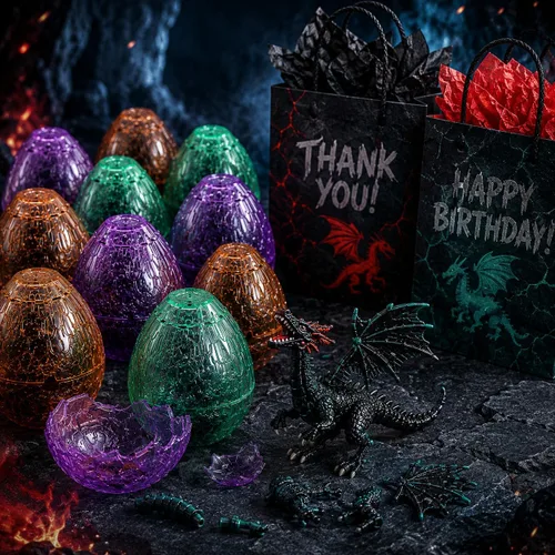 Vista 6 de [12 unidades] Deluxe figuras de dragón 3D realista – Puzzles Figura de dragón en huevos regalitos de Fiesta para niños juguete (5-pulgadas)