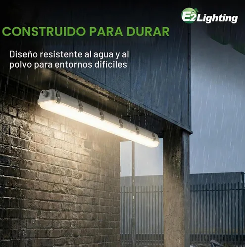 Vista 5 de E2 LIGHTING Luz LED con sensor de movimiento hermético de 4 pies, 50 W, 5000 K, regulable, impermeable, lámpara de tienda, IP65 LED a prueba