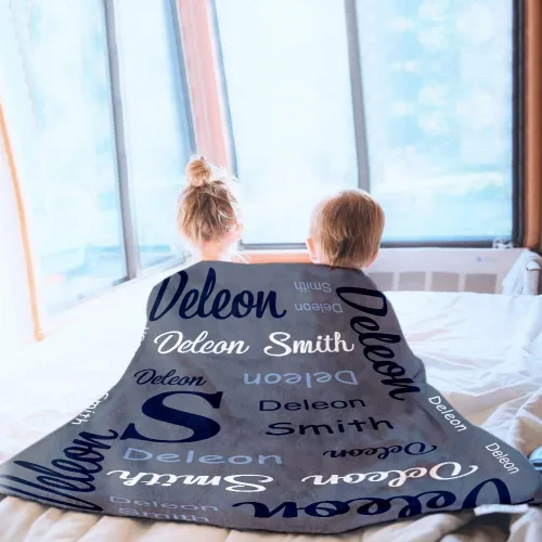 Vista 3 de ShineSand Manta de bebé personalizada con nombre para bebés, niños y niñas, manta personalizada con nombre de bebé, regalos para bebés, niños, nueva