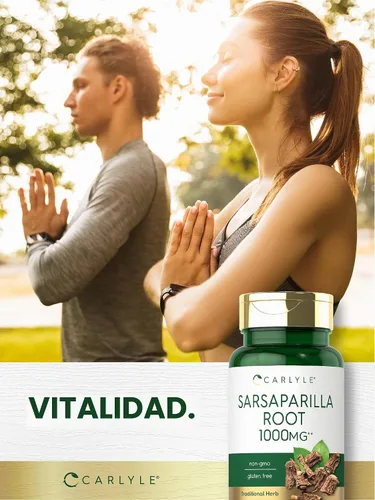Vista 6 de Carlyle Suplemento de extracto de raíz de zarzaparrilla 120 cápsulas