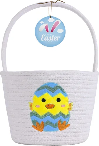 Vista 8 de Cesta de Pascua, cestas de Pascua para niños, cesta de Pascua personalizada para niños y niñas, juego de 2 huevos de conejo vacíos, niños, niñas