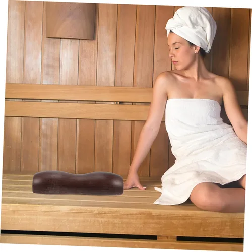 Vista 2 de Almohada ergonómica de madera para soporte de espalda, almohada de sala de sauna, almohada de madera tipo U para dolor de cuello y lumbar