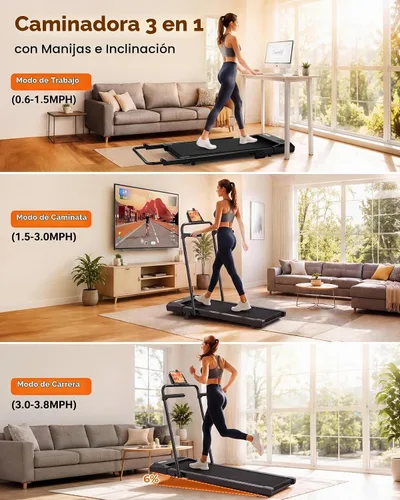 Vista 2 de Superun Walking Pad with 6% Incline, 3 in 1 Portable Treadmill for Home Metallic Black