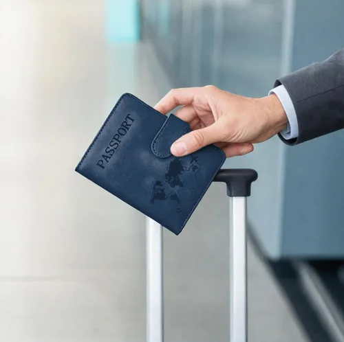 Vista 6 de Juego de 2 fundas para pasaporte, Azul, verde, Minimalista
