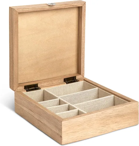 Vista 3 de DEMDACO Sister - Joyero de madera de Paulownia natural de grano de madera de 65 x 65 pulgadas