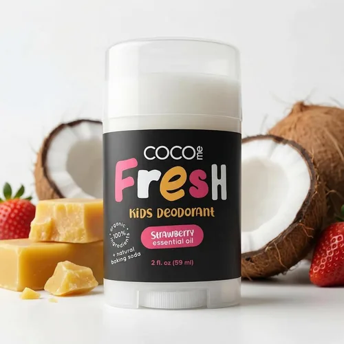 Vista 9 de CoCo Me Desodorante para niños sin aluminio con aroma a coco, desodorante orgánico y natural para niños, niños y niñas, desodorante hidratante suave