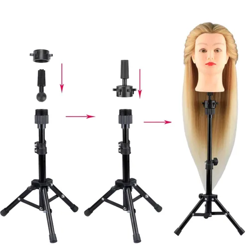 Vista 2 de AliLeader Soporte de cabeza de peluca de 25 pulgadas, soporte de cabeza de maniquí ajustable, trípode con cabeza ajustable, soporte de trípode