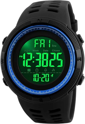 Vista 8 de SKMEI Reloj para hombres, reloj digital redondo deportivo militar con luz LED impermeable, cronómetro, cuenta regresiva, alarmas, fecha, cronógrafo