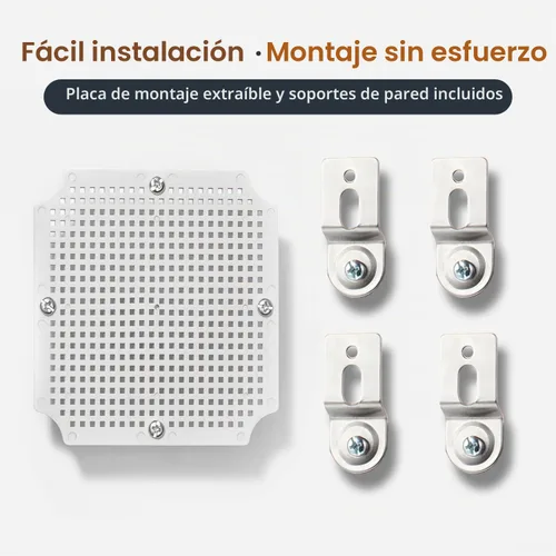 Vista 8 de QILIPSU - Caja de conexiones de acero inoxidable con tapa, bisagras y placa de montaje, universal, impermeable IP67, plástico ABS, gris, recinto