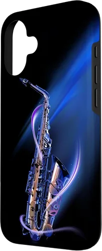Vista 2 de Funda para iPhone 16 Minimalist Saxophone Style PC Saxophonist Lover