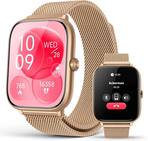 Vista 10 de Black Smart Watch for Men Women, Bluetooth Call, 2.06" HD AMOLED Fitness Tracker, 118 Sports Modes, Blood Pressure/Heart Rate/SpO2/Sleep Monitor
