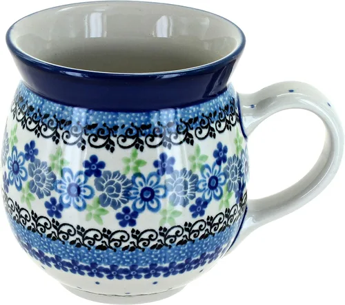 Vista 13 de Blue Rose Polish Pottery - Blue Alyce Bubble Mug - 16 oz - Unique Shape Mug for Coffee & Tea