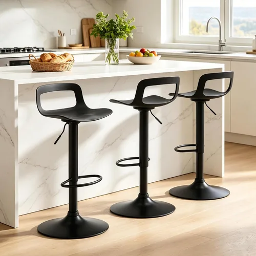 Vista 10 de LSSPAID Juego de 4 taburetes de bar giratorios de 360° de altura ajustable con respaldo y reposapiés, sillas de bar modernas de altura de mostrador