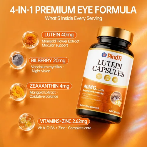 Vista 3 de Luteína 40mg Zeaxantina Vitaminas Ojos de Arándano, 120ct