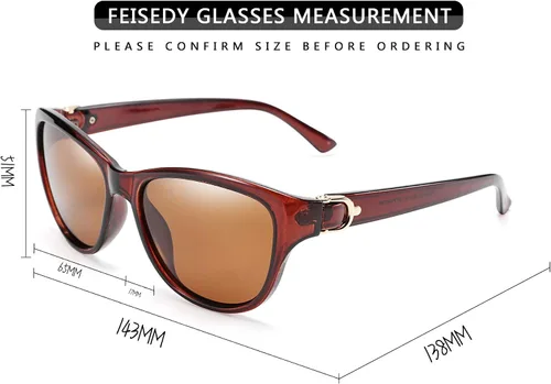 Vista 6 de FEISEDY Gafas de sol polarizadas vintage para mujer, elegantes gafas de sol Cateye B2476