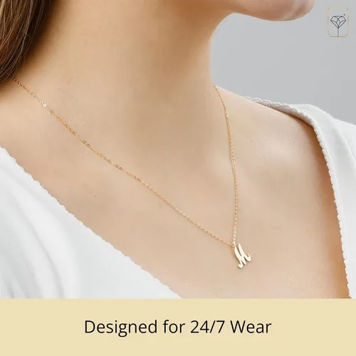 Vista 4 de MAX + STONE Collar extensible de oro blanco o amarillo sólido de 10 quilates, con letra inicial delicada, 16+2 pulgadas, Metal