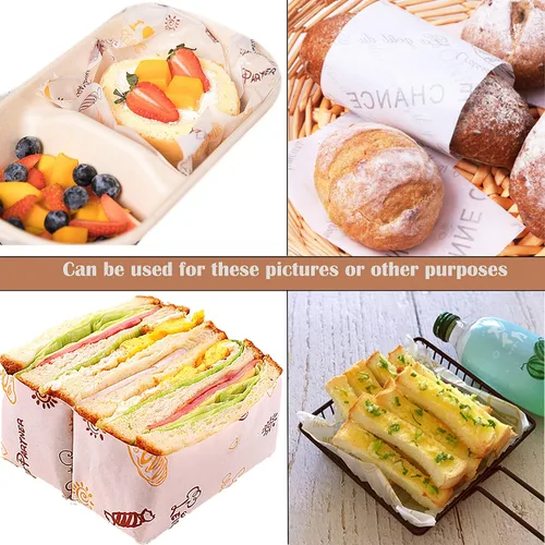 Vista 6 de Papel encerado, 100 hojas, 10.23 x 14.17 pulgadas, papel encerado para alimentos, resistente al aceite y al agua, perfecto para picnics y fiestas