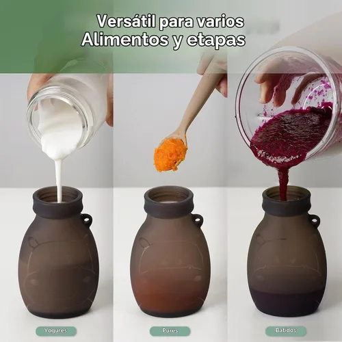 Vista 6 de haakaa Hippo - Bolsa Goody de silicona de apertura ancha – Bolsas reutilizables de 9 oz/260 ml para niños pequeños, bolsas reutilizables para Gris