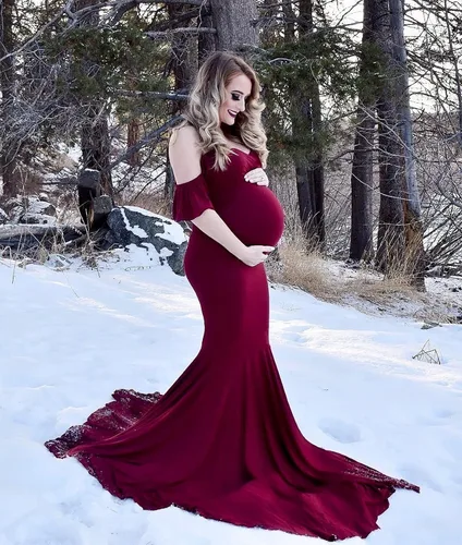 Vista 3 de Saslax - Vestido de maternidad sin mangas, ajustado al hombro, sin mangas, para fotografía