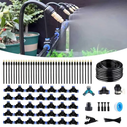 Vista 8 de Kit de riego por goteo de 50 pies, sistema automático de riego de jardín con conectores rápidos sin herramientas, goteros de flexión de 360°