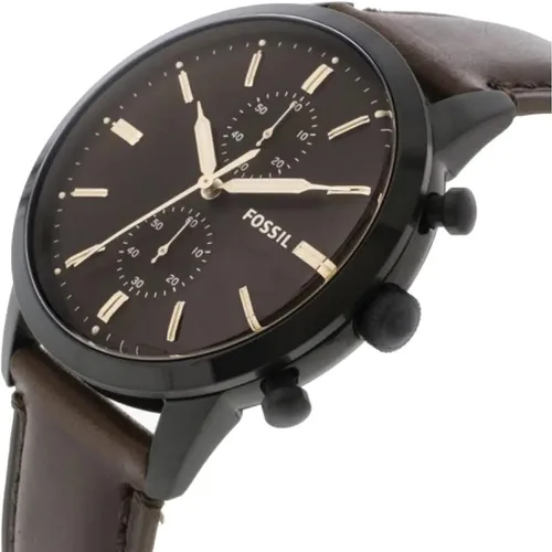 Vista 5 de Fossil Townsman - Reloj cronógrafo de cuarzo casual de acero inoxidable y cuero para hombre