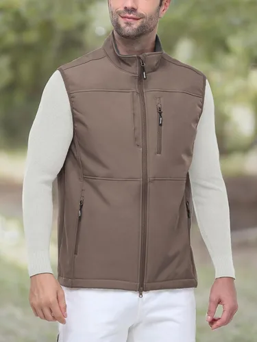 Vista 7 de Outdoor Ventures Chaleco de correr para hombre, ligero, resistente al viento, forro polar, sin mangas, para golf