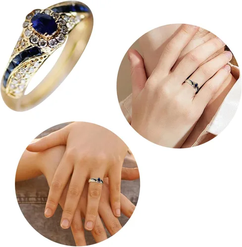 Vista 4 de Alianzas de compromiso de boda para mujer, anillo de aleación para hombre, regalo de cumpleaños de Navidad