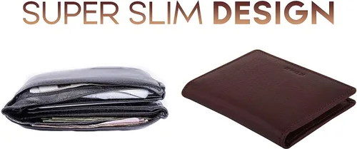 Vista 6 de Cartera de cuero de napa con bloqueo RFID y solapa multiranura para hombre