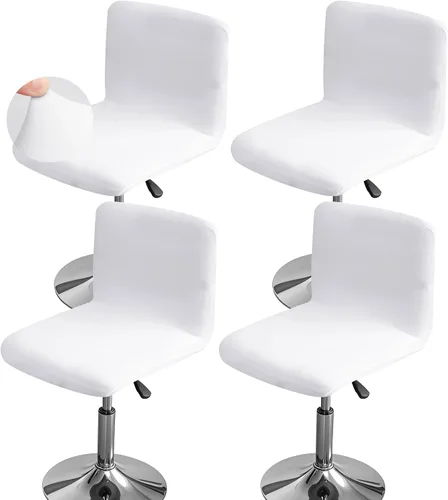 Vista 26 de FORCHEER - Juego de 4 fundas para sillas de bar con respaldos, fundas de jacquard beige para sillas de comedor, funda extraíble y lavable