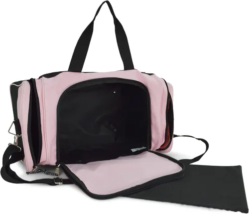 Vista 5 de DALIX - Bolsa deportiva para gimnasio y viajar de 19pulgadas, color negro, rojo, rosa, morado, azul marino, gris y azul, Rosado), DF-019-Pink