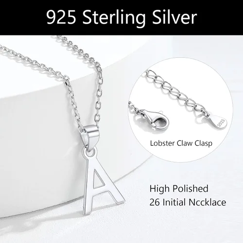 Vista 4 de SILVERCUTE Initial NecklaceEarrings for Women Girls, Hypoallergneic 925 Sterling Silver Fine Jewelry, Cute Dainty Name Chain Choker, Letter Pendant