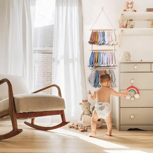 Vista 3 de POVETIRE Soporte para diadema organizador de bandas para la cabeza para niñas, diademas de bebé, accesorios para el cabello, organizador