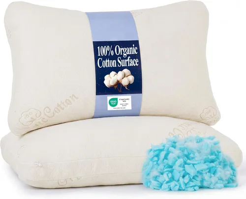 Vista 6 de Almohadas de cama estándar de lino de lujo Tencel, almohadas de espuma viscoelástica trituradas, almohada de cama ajustable para dormir, 18"x26