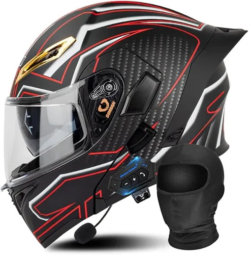 Vista 12 de Casco modular Bluetooth para motocicleta, aprobado por DOT/ECE, cascos delanteros abatibles, viseras antivaho duales, casco de cara completa, MP3