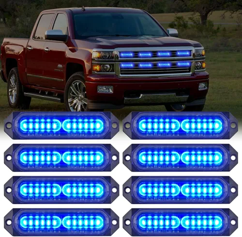 Vista 35 de Nilight 8 luces estroboscópicas LED con controlador 12 V 24 V función de sincronización verde luz de advertencia de peligro de emergencia 12 24 LED