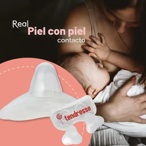 Vista 4 de Tendresse - Protector de pezón de silicona de 0.98 pulgadas para amamantar, alivio del dolor para pezones doloridos, protector de lactancia suave