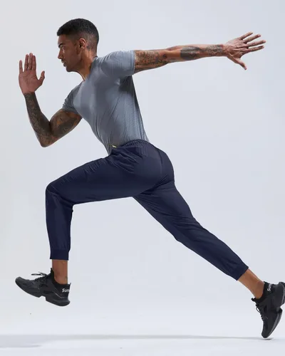 Vista 7 de Rapoo - Pantalones ligeros para hombre, de secado rápido, con 3 bolsillos con cremallera, para entrenamiento, pista, gimnasio y atletismo
