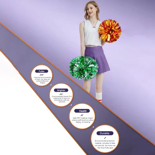 Vista 6 de Pompones de animadora para fiestas deportivas, accesorios de equipo de baile, espíritu de animación (A-1)