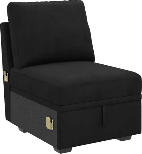 Vista 25 de HONBAY - Asiento individual para sofá cama modular con cama extraíble, sillón sin brazos personalizable para sofá modular, color beige