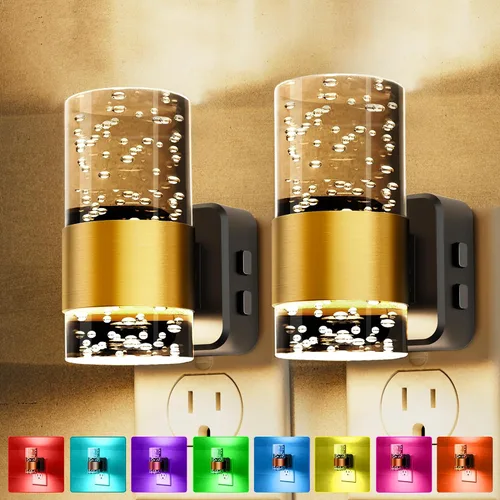 Vista 52 de L LOHAS LED Las luces nocturnas se enchufan a la pared, luz nocturna con Anillo de oro-3CCT